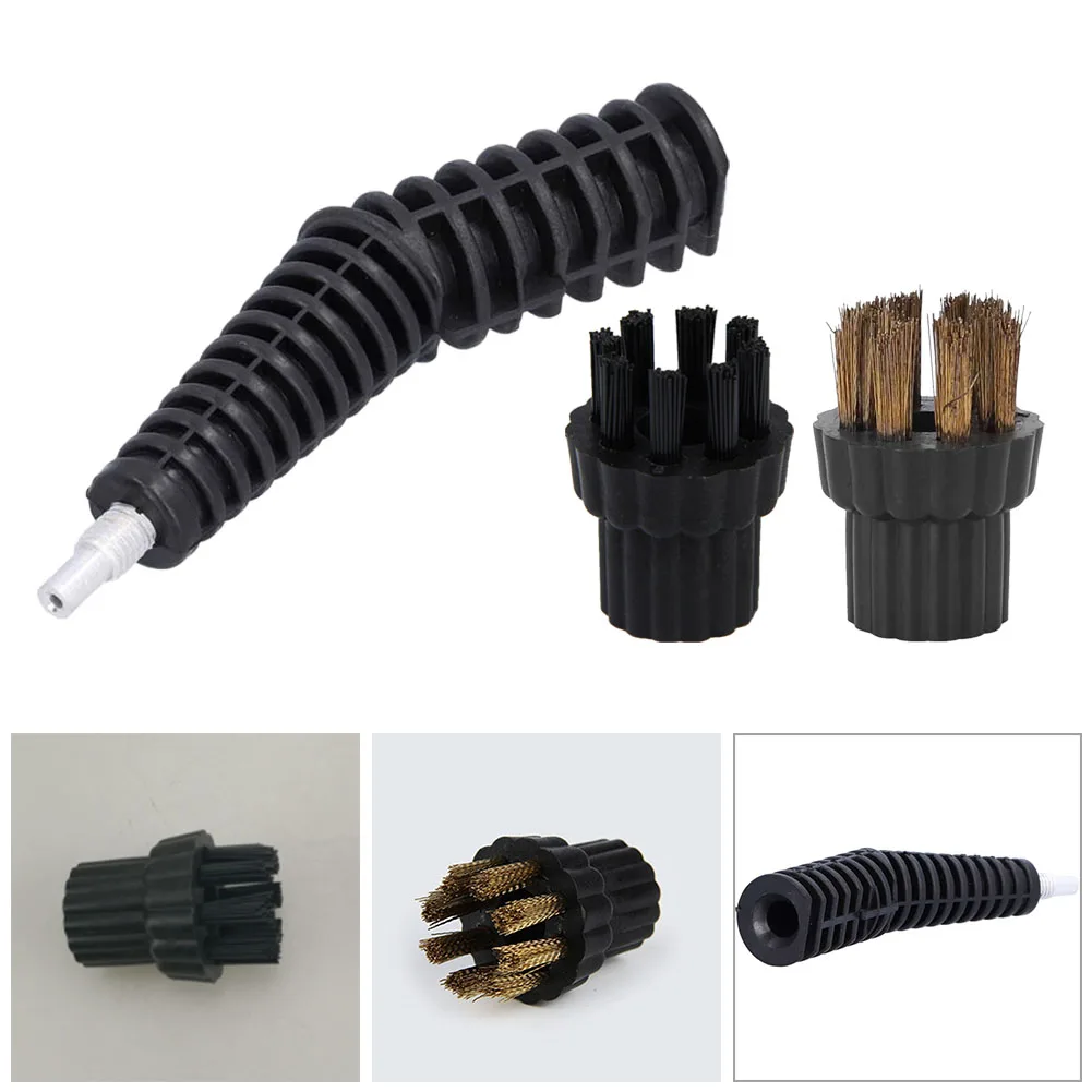 Steam Cleaner Brush Head Nozzel Brush And Brass Nylon Brush Head Set for Steam Mop Cleaning Mop Nozzle Connector Replacement Accessories