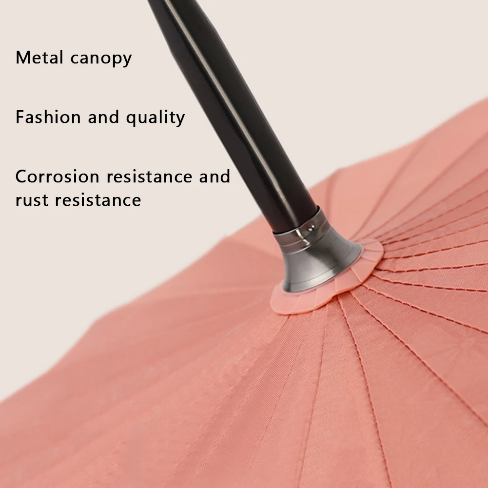 24 Bone Long Handle Umbrellas Creativity Flowering in Water Large Umbrella Reinforcement Windproof Parasols Sun Rain Umbrellas