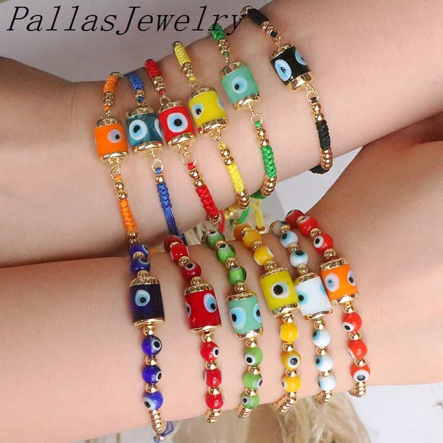 Bracelet Réglable en Perles Naturelles Plaquées Or pour Femme, Pendentif  Oeil Turc, Breloque, 5 Pièces, 2023 - AliExpress