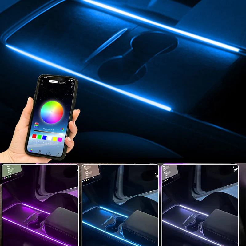 18 In 1 LED luci ambientali per auto interni LED striscia luminosa acrilica  RGB 64 guida alla luce a colori decorazione In fibra ottica lampada  atmosfera - AliExpress