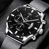 2022 Mens Fashion Business Calendar Watches for Men Luxury Stainless Steel Mesh Belt Analog Quartz Wrist Watch relogio masculino 1