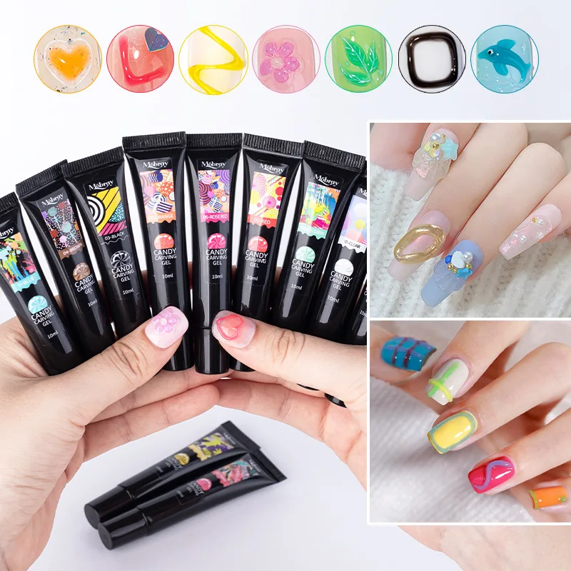 1Set5DPuddingNailGelTubeCandyEmbossPaintingSolidGelPolish