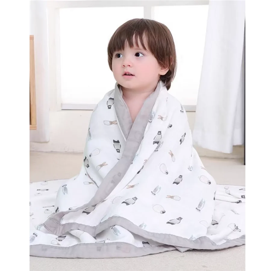 Baby Blanket Cotton 6 Layers Thicken Soft Newborn Muslin Swaddle Blankets Summer Cartoon High-density Breathable infant Blanket 3