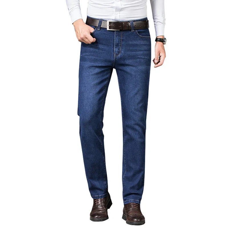 

Autumn Winter High Quality New Men Jeans Business Middle Aged Large Size Elastic Straight Jeans