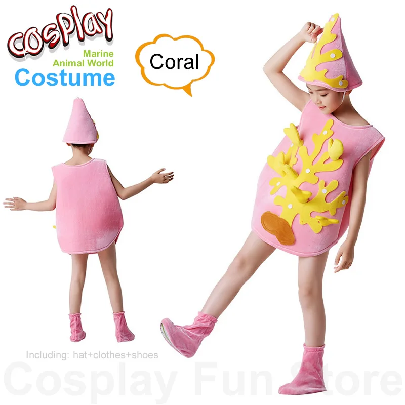 

Marine Animals Coral Cosplay Costume Children‘s Performance Clothing Starfish Shells Lobster Crab Kids Anime Dancing Dress Show