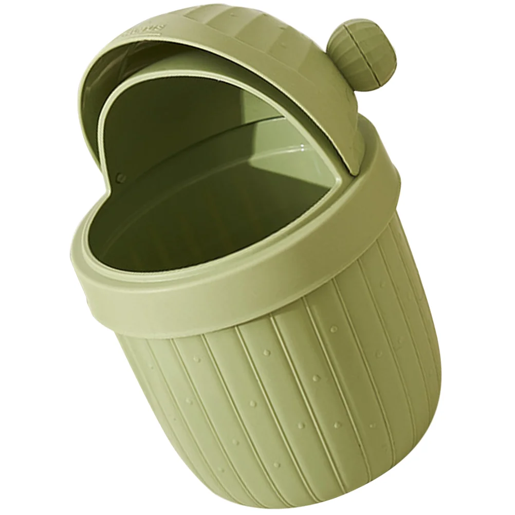 

Cute Desktop Trash Can Mini Cactus Garbage Can Tiny Plastic Storage Bin Waste Container Green