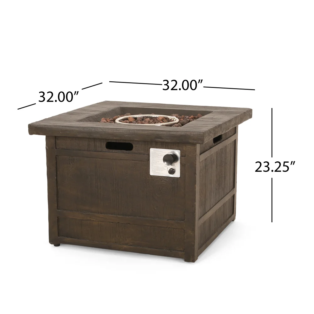 50,000 BTU Outdoor Lightweight Concrete Gas-Burning Fire Pit by 32", Brown firepit