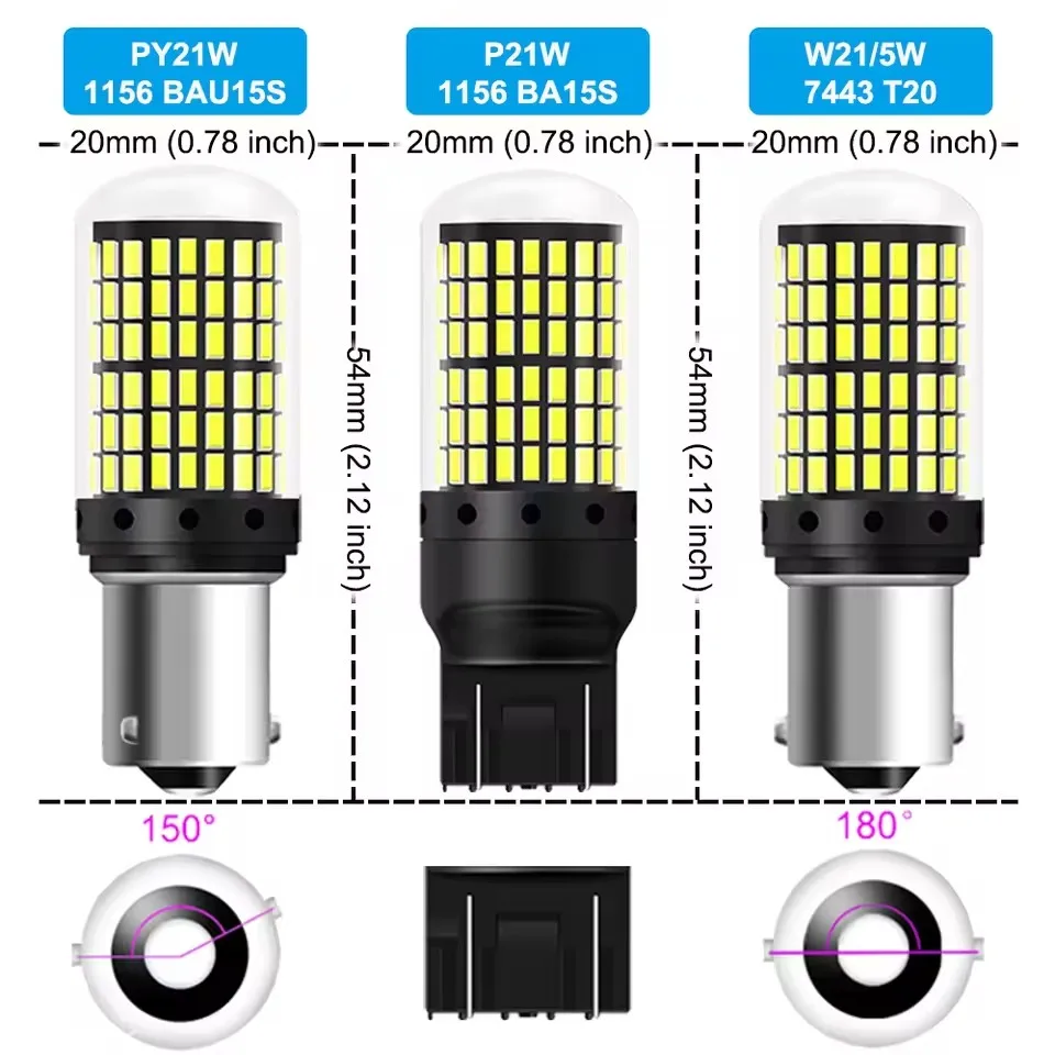 High-Performance LED Automotive Light Bulbs - Set of 2, 12V, White