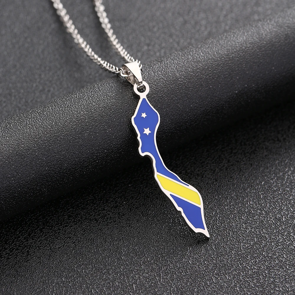 Curaçao Kaart Ketting | Vrouwen/Meisjes Goud Of Zilver Kleur 2