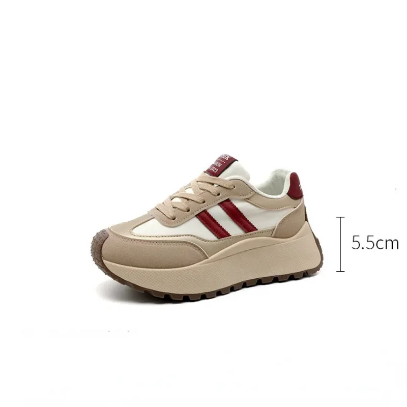 Spring Thick Bottom Women's Shoes 2024 Summer Casual Patchwork Leather Sneakers Casual Vulcanised Shoes Ladies Chaussure Femme 6