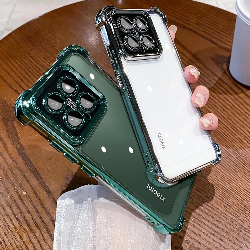 Luxury Plating Transparent Silicone Shockproof Phone Case with Lens Protection