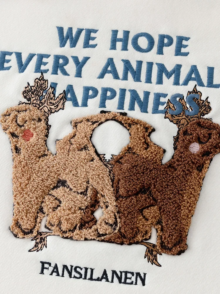 FSLE 여성용 올 매치 두꺼운 후드 맨투맨, 입체 칫솔 자수 풀오버, 2023 겨울 신상