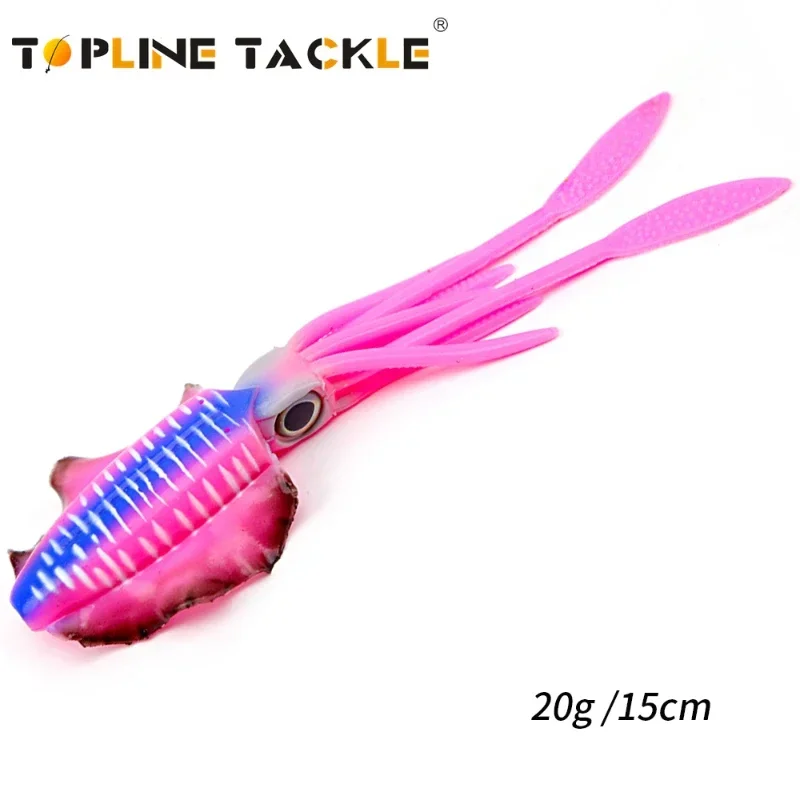 

Topline Tackle Squid Jig Fishing Lure 9 Colors Soft Artificial Baits 20g Fishing Lures Saltwater Octopus Floating Bait Pesca
