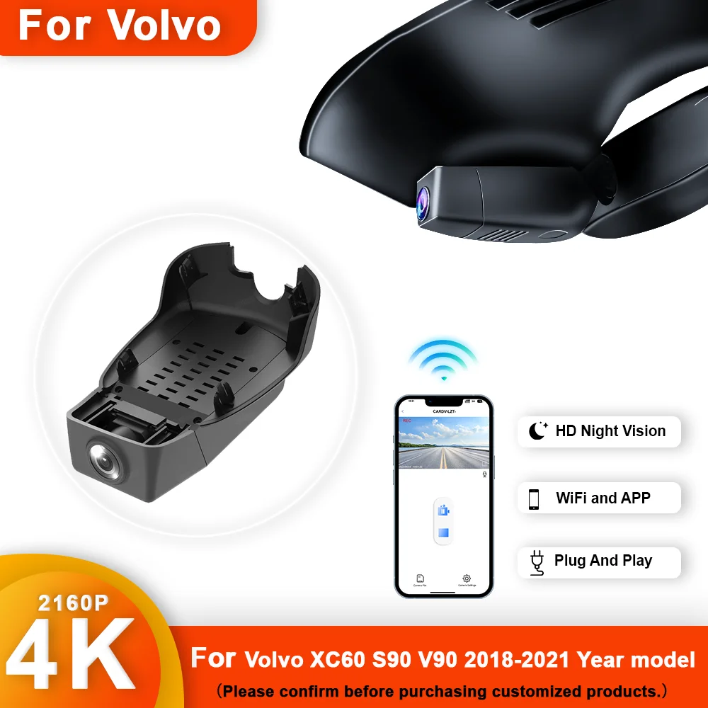 4K HD 2160P Plug and play DashCam For Volvo XC60 S90 V90 Front and Rear WIFI Car DVR Dash Cam APP control