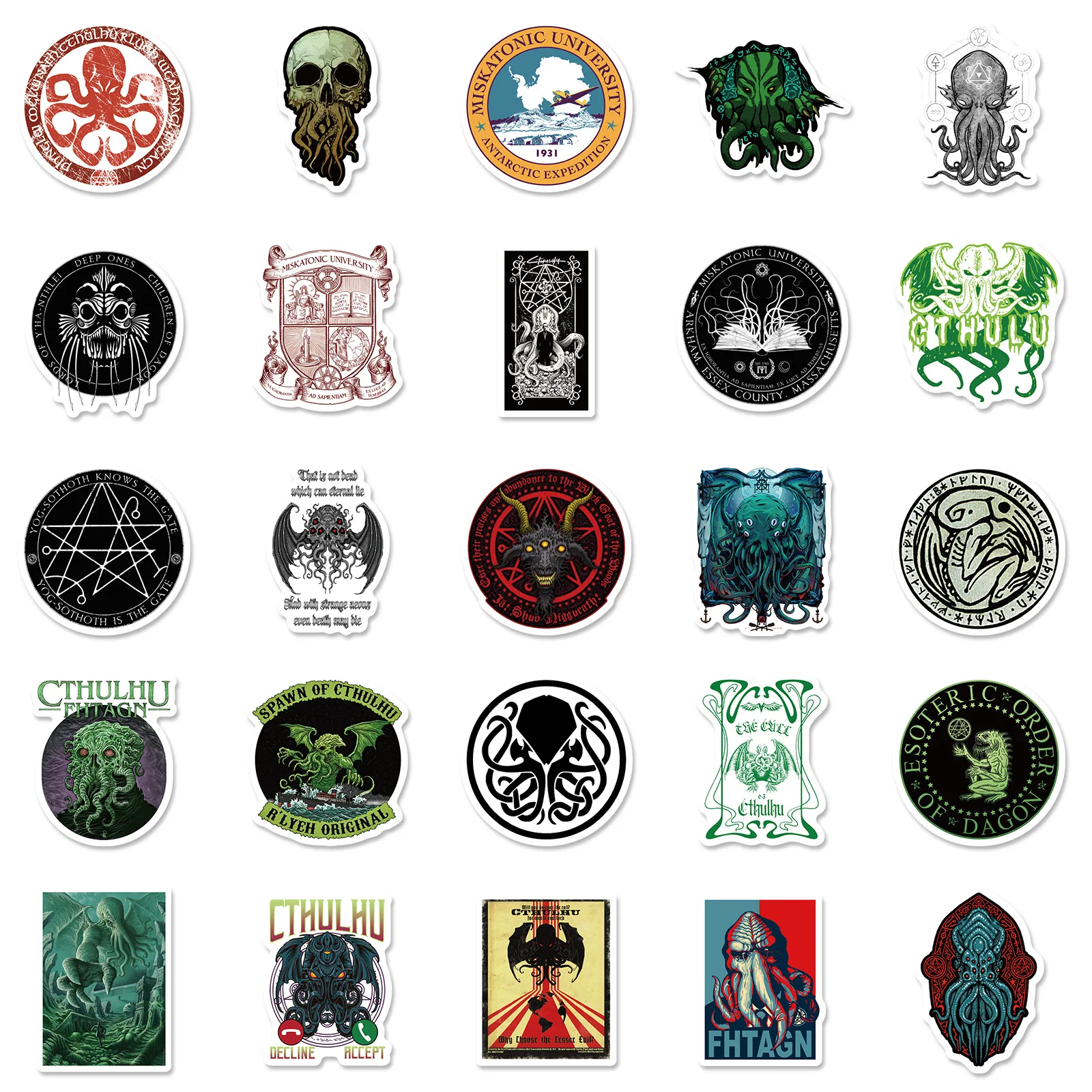 Horror Cartoon Cthulhu Stickers Laptop Suitcase Skateboard Phone Luggage Fridge Decal Mythos Stickers 10/50PCS Children Toy Gift cartoon stickers,decorative stickers,colorful stickers