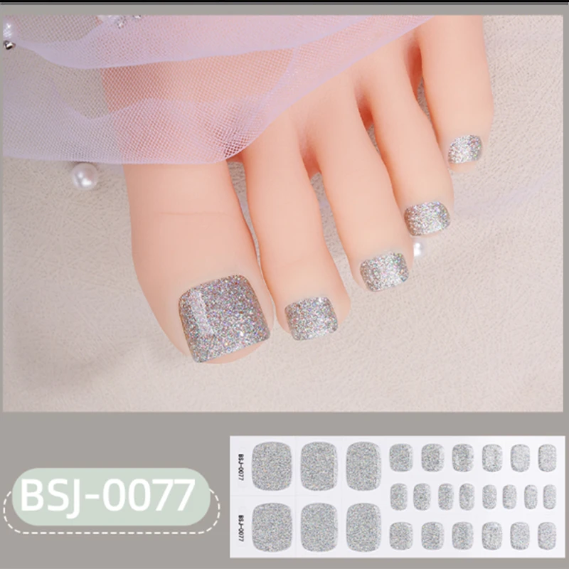 32Tips French Semi Cured Gel Toenail Wraps UV Lamp Cured Full Cover Nail Sticker Fashion Color Long Lasting Nail Manicure Deca nail stickers nail art tools
