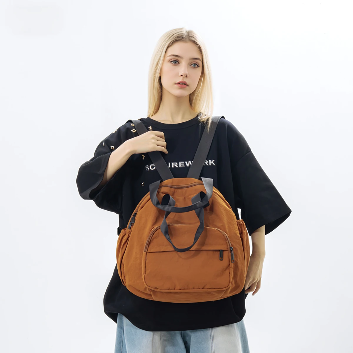 New Style Backpack for Men and Women, Single Shoulder Tote, Large Capacity, Lightweight Cloth Bag, Versatile, Casual, Commuting, Student Travel Backpack, Shopping