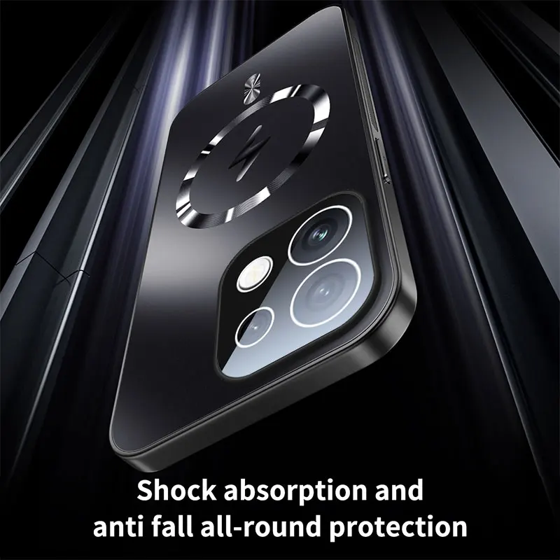 Magnetic Case with Camera Lens Protection and Wireless Charging - Shockproof Back Cover