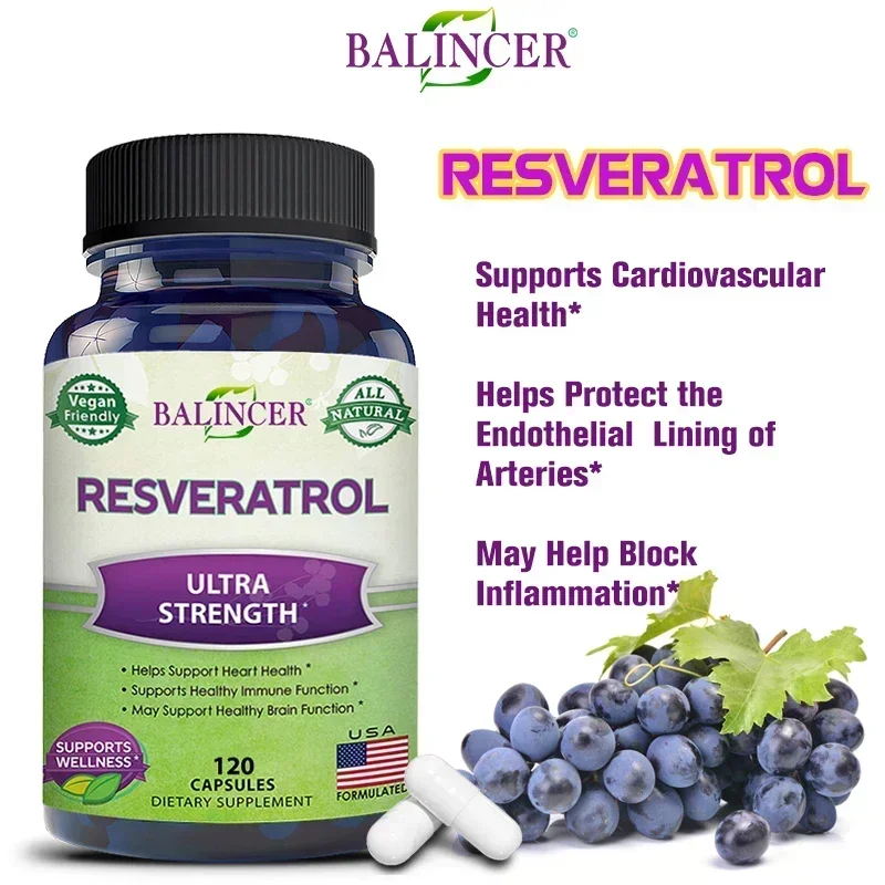 

Resveratrol Complex - Supports Healthy Circulatory System, Brain Function and Immunity, Antioxidant, Non-GMO
