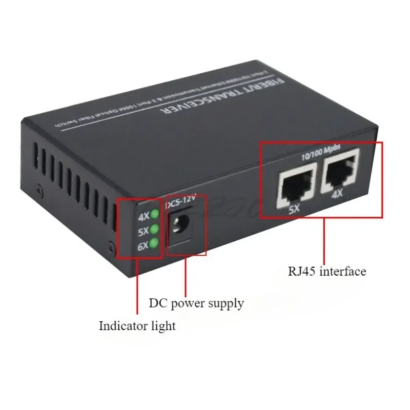 LHGD 100Mbps 3 Optical 2 Electrical Single-mode AB Fiber Transceiver 100Mbps Switch Photoelectric Converter SC Interface 1 Unit