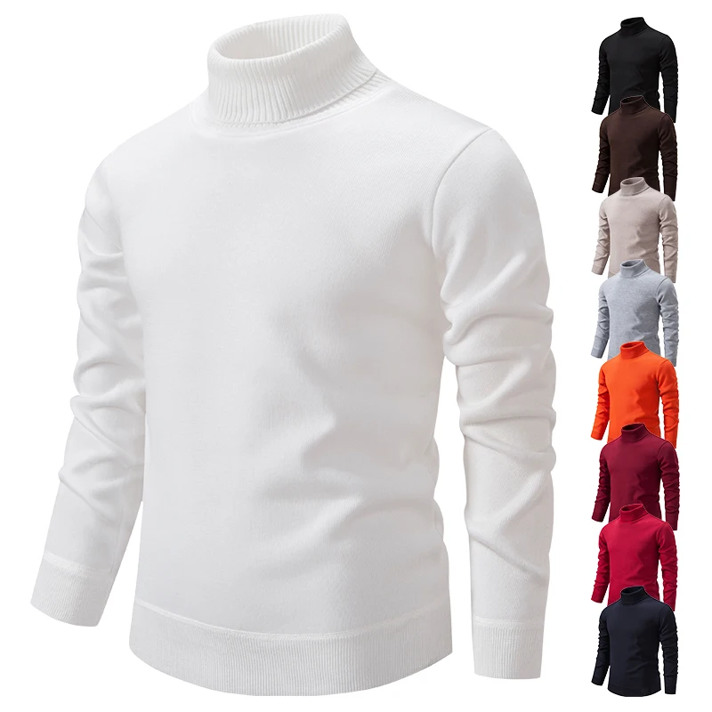 Winter Turtleneck Sweater Men Fleece Knitted Pullovers Elegant Solid Y2K Clothing Luxury Warm Designer Slim Korean Clothes