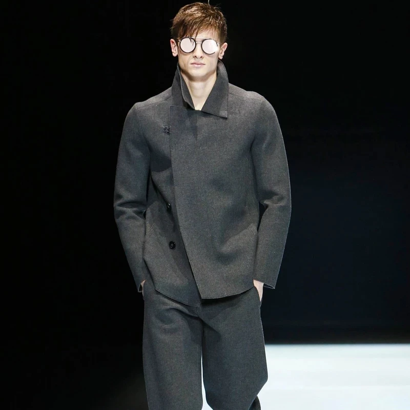 

Men's Wool Coat High-grade 2023 Autumn And Winter New Long Aleeved Coat European And American Famous Brand Simple Short Coat