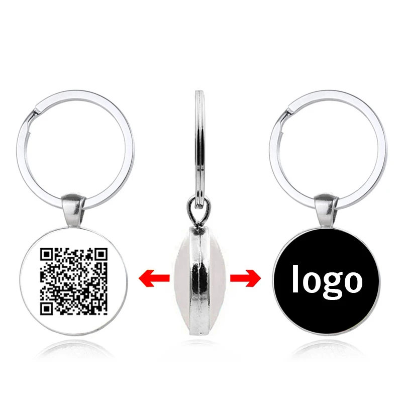 Keychain Customization Logo Keychain Customization Qr Code Personalization Color Black And White Photo Keychain DoubleSided