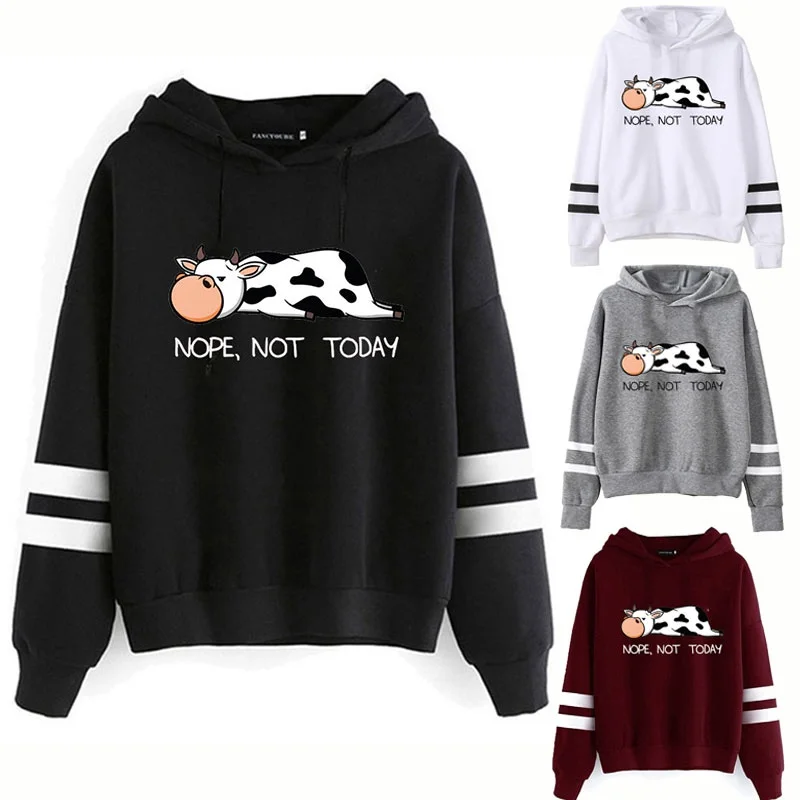 New Fashion Nope,not Today Printing Long Sleeve Hoodies Casual Loose Cows Hoodies Pullover Hoodie Sweatshirts scuba diving dive ssi printing fashion 2023 new man s splicing tracksuits hoodies leisure sweatshirts sweatpants 2 piece set