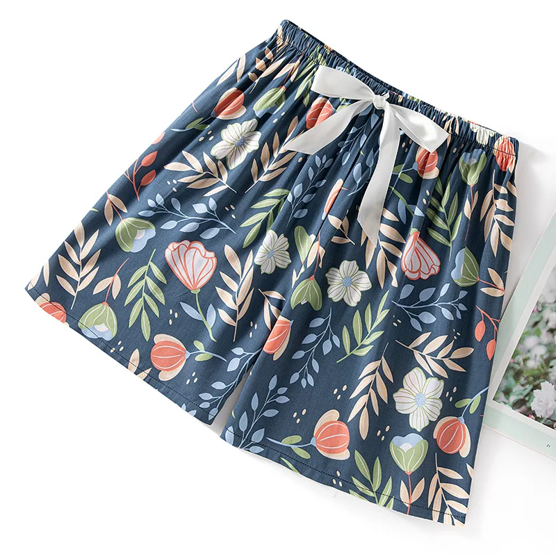New Women's Pants Home Clothes Summer Shorts Flower Printed Wide