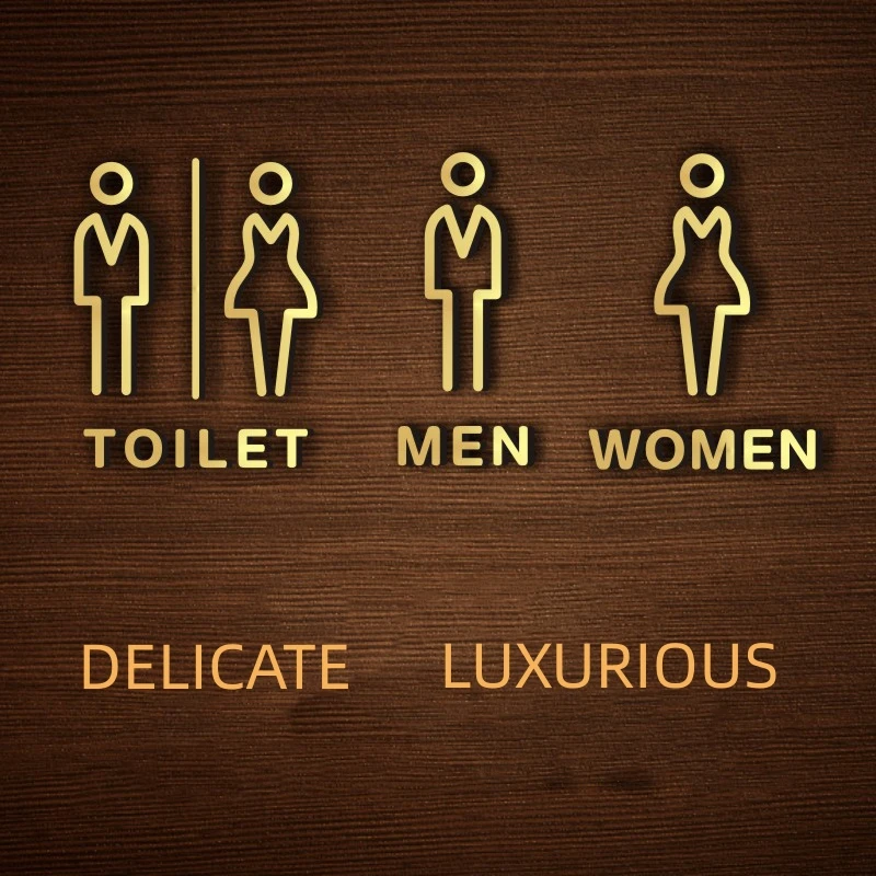 Nordic Silver Matte Toilet Sign Plate Acrilico 3D Wash Room Door Wall Label Sticker Wc Bagno Signage Board Art Shop Home Decor