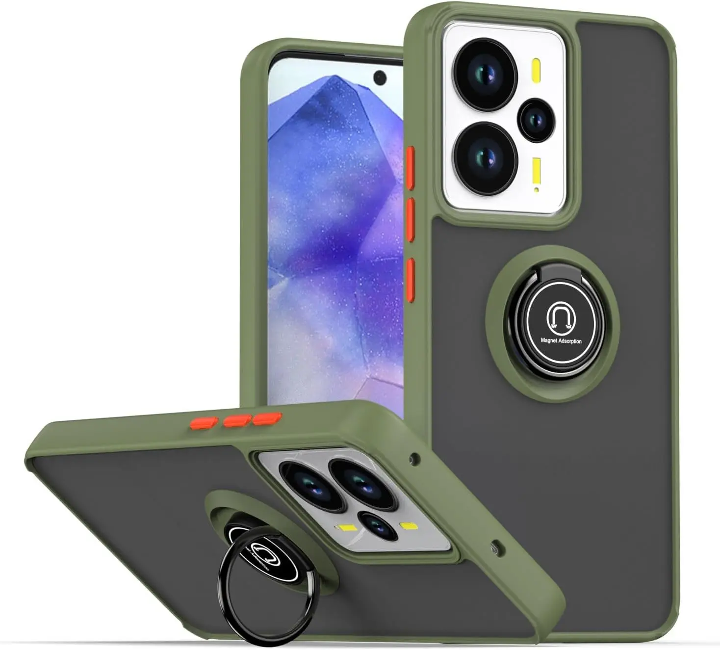 Shockproof Armor Matte Case with Magnetic Ring Stand Holder