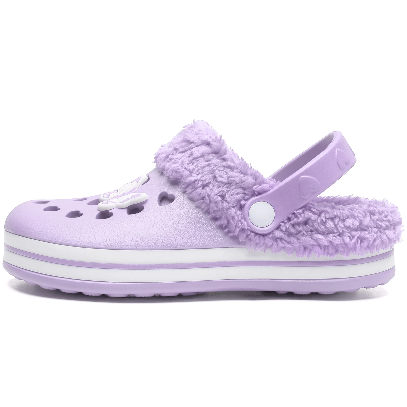 Casual Plus Fleece Clogs Cute Cartoon Charms Girls Lightweight Anti Slip Clogs Indoor Outdoor Winter garden clogs shoes suede clogs
