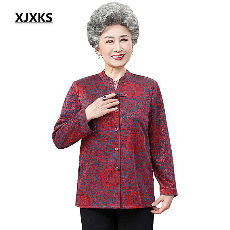 

XJXKS 2023 Autumn Winter New Delicate Embroidery Women's Thickened Shirt Fashion With Pockets Long-sleeved Blouse Tops