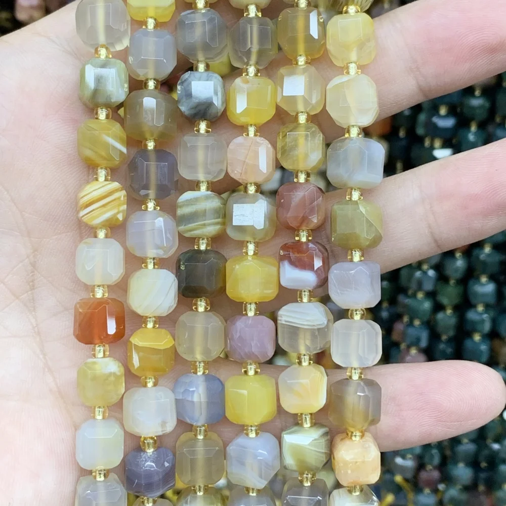 Natürliche quadratische Prehnit- und Tigerauge-Würfelperlen (6mm, 8mm) als lose Abstandshalter für DIY-Schmuckherstellung, Damen-Charm-Halsketten und Ohrringe – Detail 26