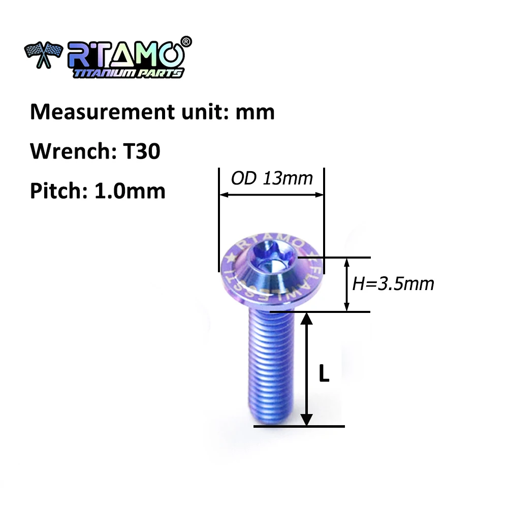 Bolt Titanium M6X10/12/15/18/20/25/30mm Torx Head Bike Motorcycle Modification Decoration Screw Ti Fastener 1pc
