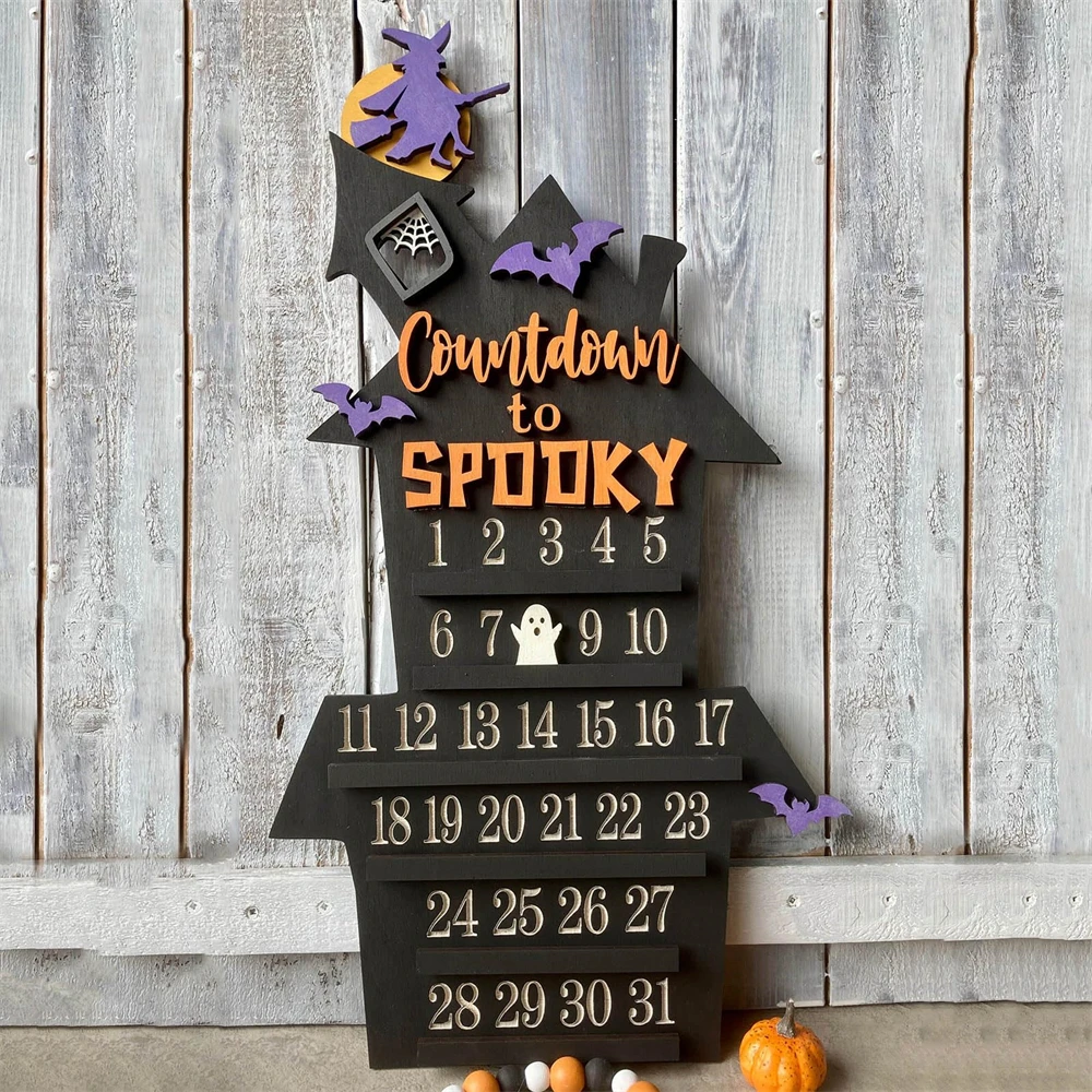 1/3PCS Create A Eerie Atmosphere Wooden Ornaments Suitable For Halloween Wood Halloween Countdown Calendar Practical Durable