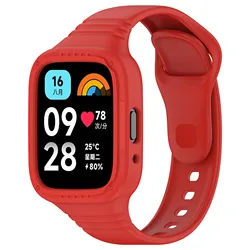 Silicone Protective Strap and Case for Redmi Watch 3 Lite (Red)