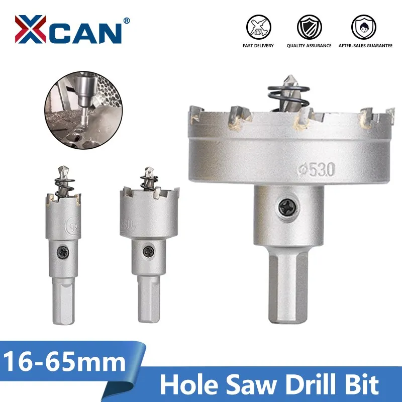 TCT Hole Saw 16-65mm Tungsten Carbide Drill Bits Cutter for Stainless Steel Plate Iron Metal Drilling Cutting Hole Cutter Drill