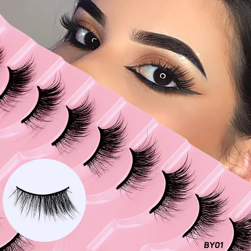 

10 Pairs False Lashes Natural Look Strip Fluffy D Curl Fake Eyelashes Pack Mixed Volume Eye Lashes Multipack