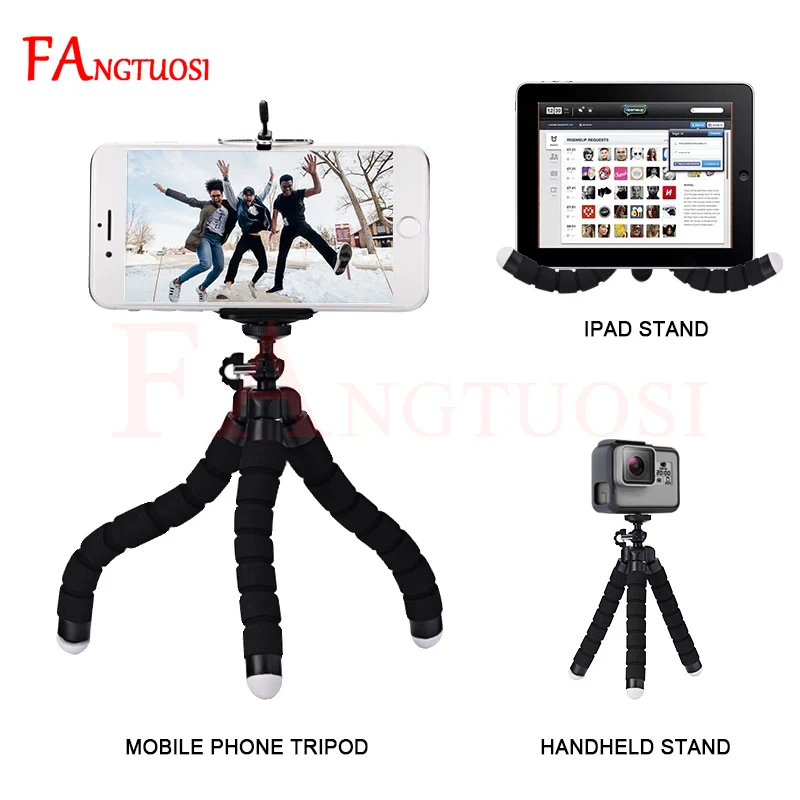 FANGTUOSI Mini Flexible Sponge Octopus Tripod For IPhone xiaomi bendable Mobile Phone Smartphone Tripod For Gopro 8 7 Camera