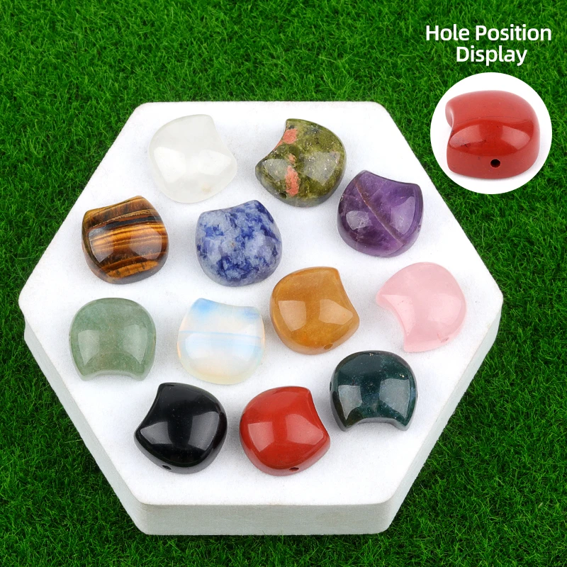 Natural Carving Cat Head Shape Beads 15x16mm Horizontal Hole Jasper Crystal Stone Beads for DIY Bracelet Decorative Accessories 5