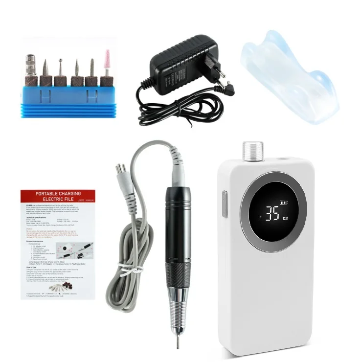 2020 Newest Design 35000RPM Portable Electric Nail Drill Machine Rechargeable Cordless Electric Manicure Set For Nail Tools 2