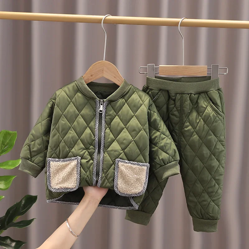 New Winter Children Keep Warm Clothes autumn Kids Boys Girls Thicken Cotton Jacket Pants 2Pcs/sets Baby Infant Casual Tracksuits kids clothing set girls clothing set kids sports suit boys clothing set children sports suit kids sweatshirt set boys tracksuits suit boys tracksuits