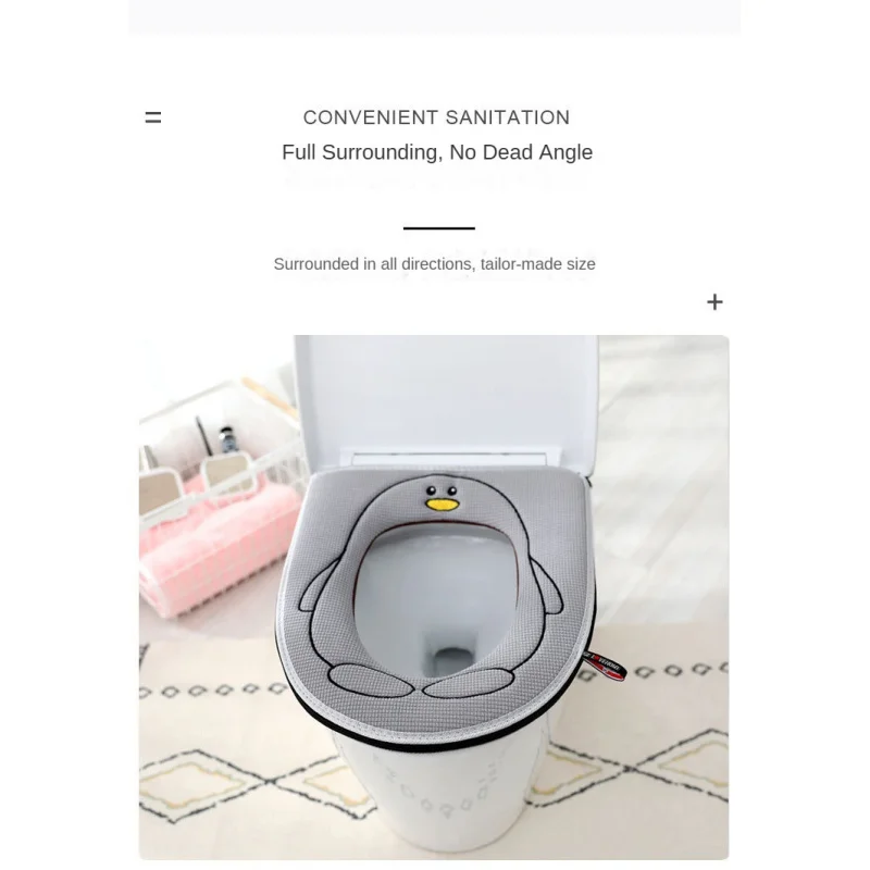 Toilet mat for home cute penguin winter WC cushion zipper toilet washer toilet seat pad Four Seasons universal soft seat cover