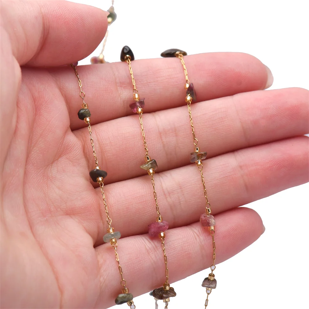 1/5/10 미터 스테인레스 스틸 천연석 전기석 페르시 링크 체인 목걸이 팔찌 Anklets DIY 쥬얼리 용품 만들기