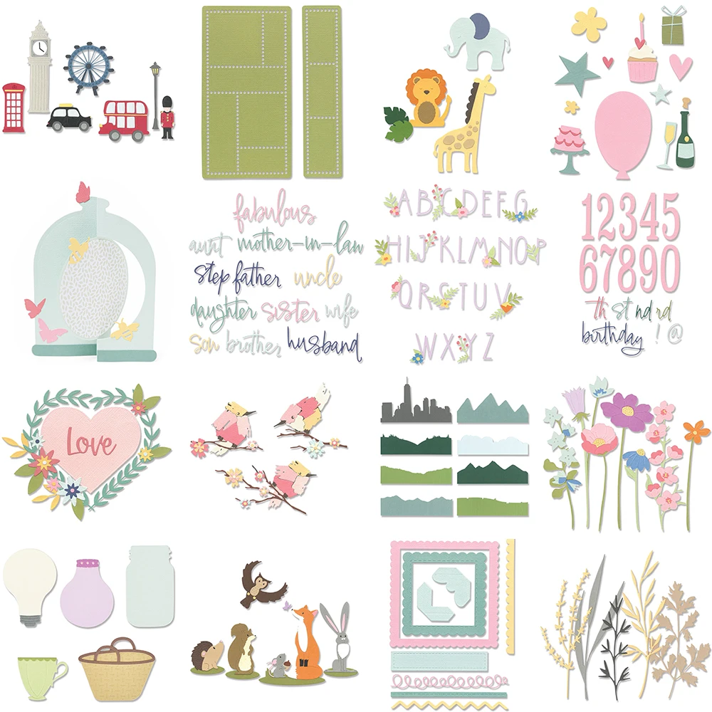 

2023 New Flowers English Letters Metal Cutting Dies Scrapbook Paper Card Decor Photo Album Template Handmade DIY Paper Craft