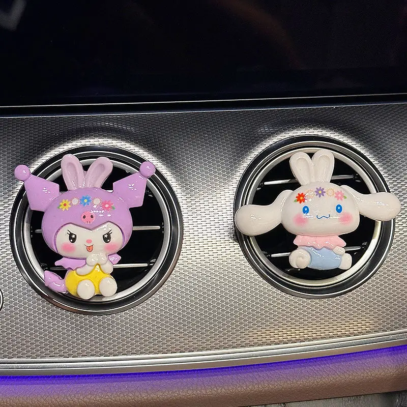 

Kawaii Sanrio Hello Kittys My Melody Kuromi Car Perfume Anime Air Vent Scent Clip Cute Air Freshener Girls Car Accessories Gift