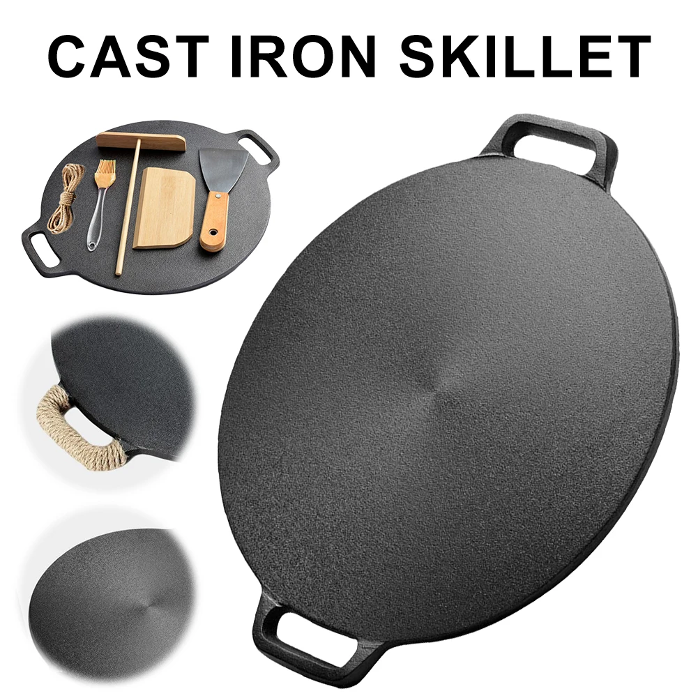 Pancake Pan Non Stick Cast Iron Skillet with Handle Baking BBQ Grill for Home Kitchen