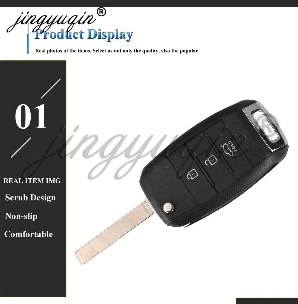 jingyuqin für Kia Rio 2017-2023 Ceed 2011-2018 Klappbarer Fernbedienungsschlüssel 3 Tasten 95430-H0500 433MHz 4D60 SYEC3TX1611 HU134 TOY40 Schlüsselanhänger – Detail 6