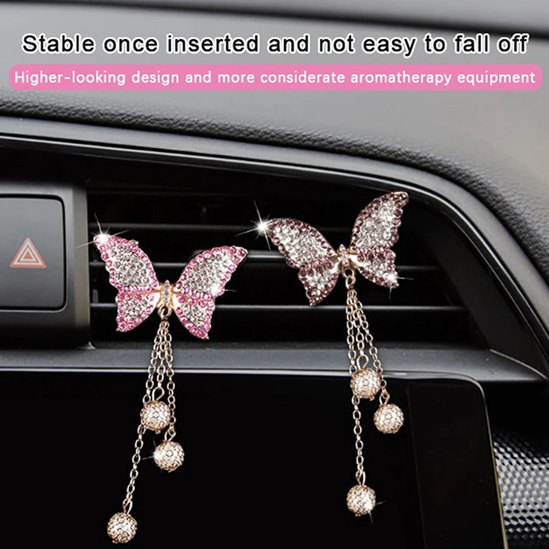 

1 шт. автомобильный освежитель воздуха в виде бабочки с зажимом для вентиляционного отверстия, украшение для автомобиля, украшение для выхода воздуха, украшение в виде бриллиантовой бабочки, автомобильные аксессуары, интерьер для женщин